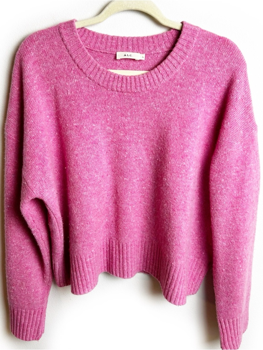 A.L.C. Knit Sweater crewneck doll pink Lambswool / cashmere size: L